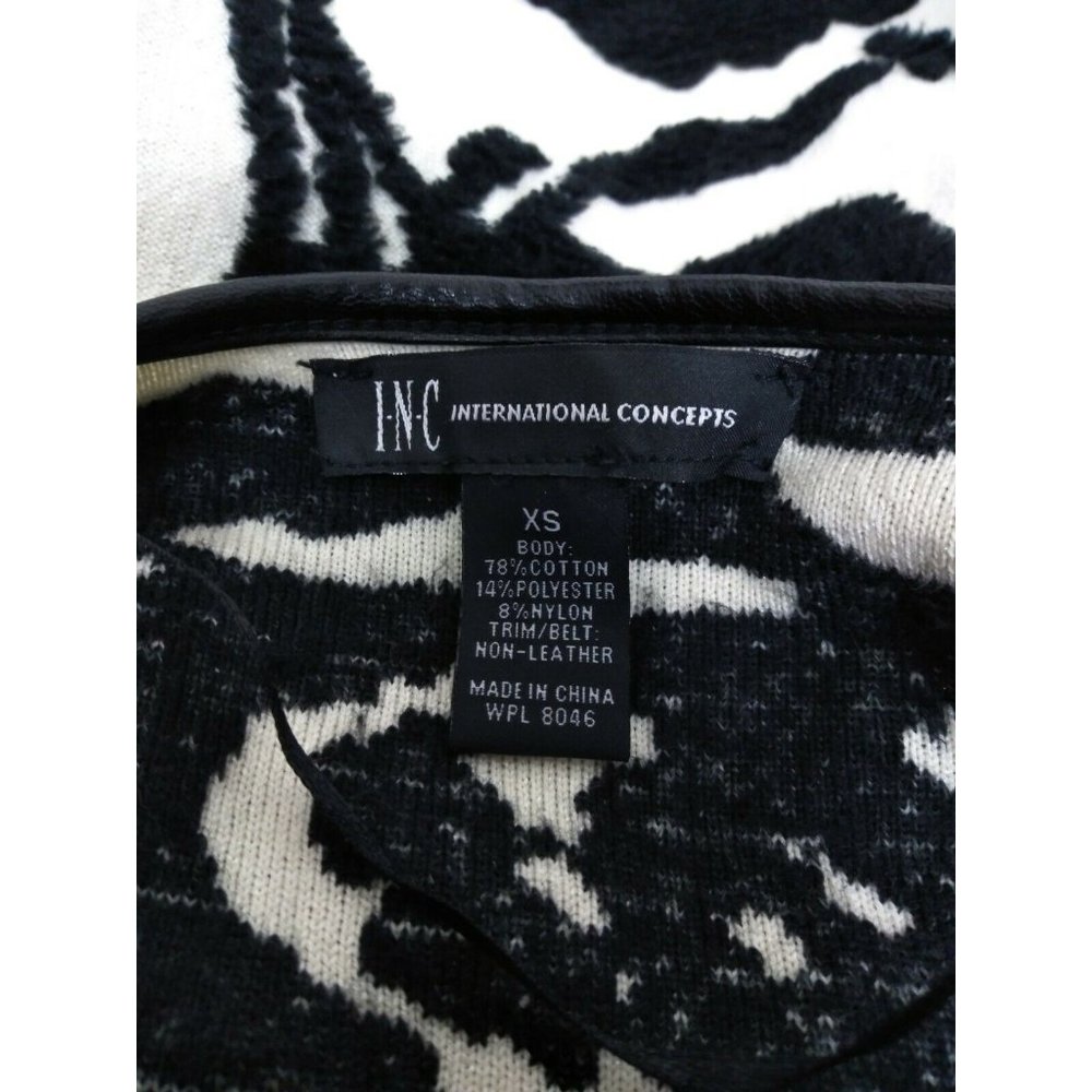 INC Black/White Velvet Floral Printed Cardigan - Picture 4 of 5